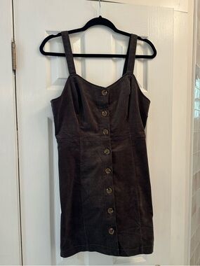 Altar'd State Chocolate Brown Button-Front Mini Dress